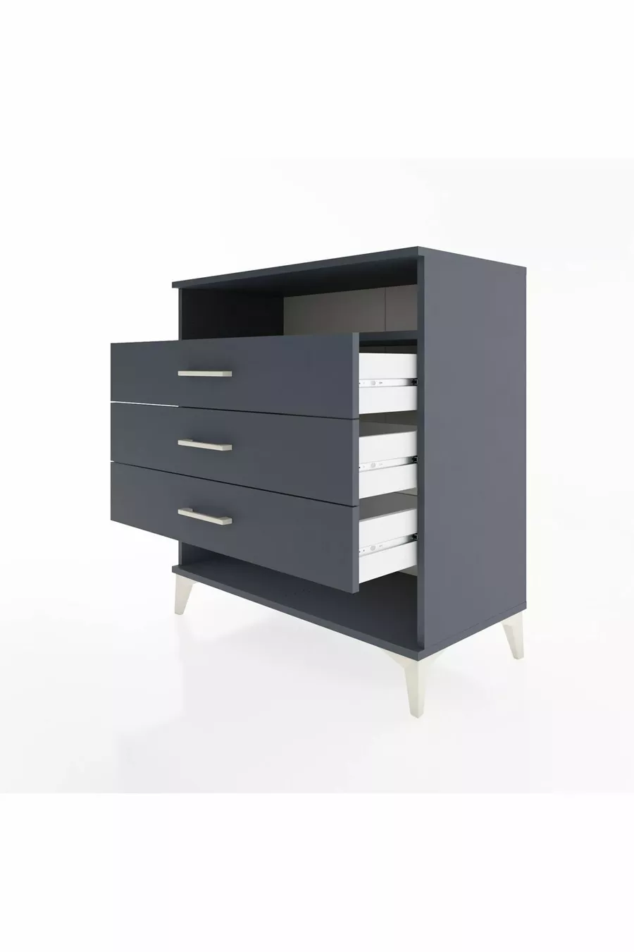 Commode Hyperion à une étagère et trois tiroirs Anthracite-Anthracite