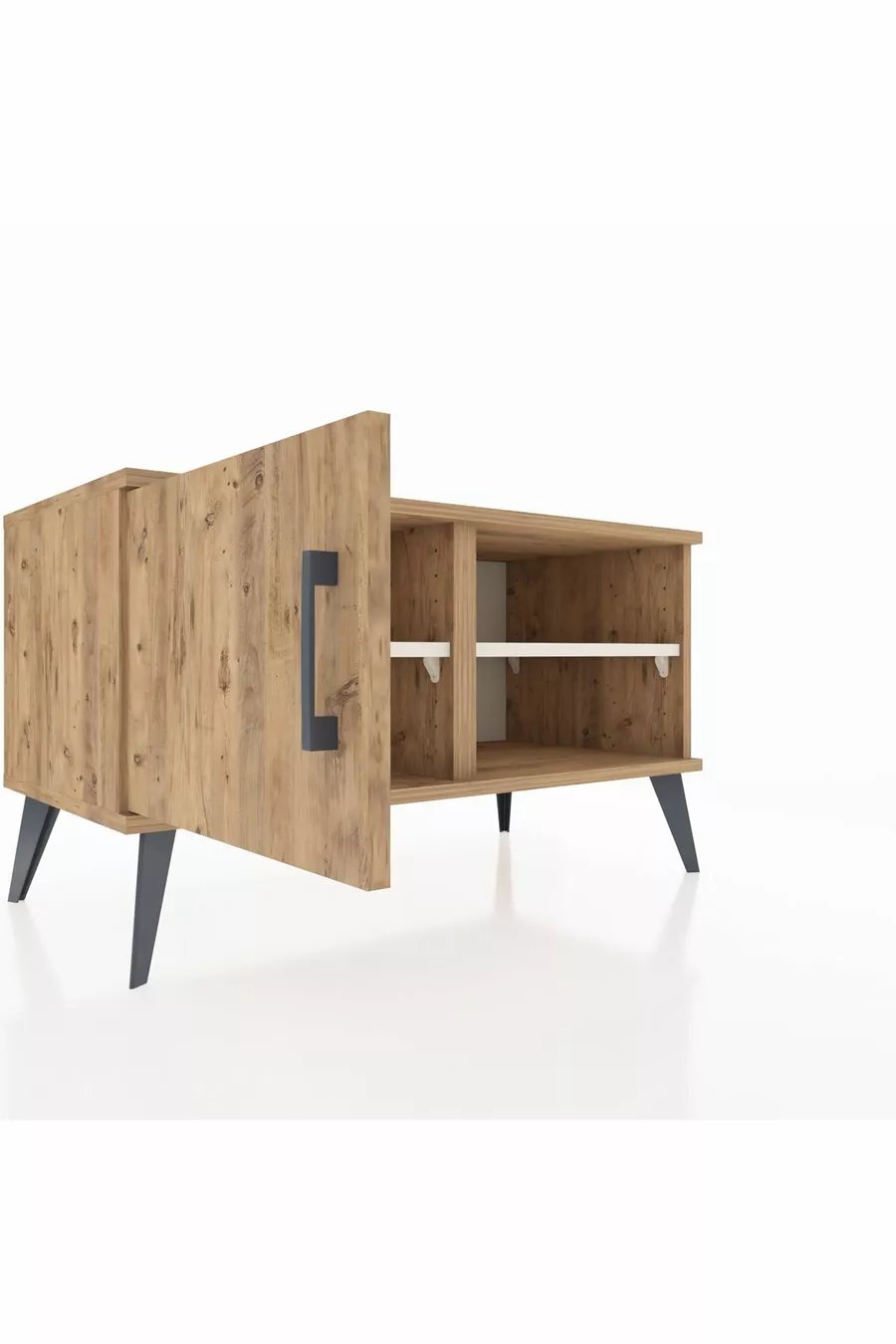 Commode Hyperion à 2 étagères avec une porte en pin-pin / pierre de lune
