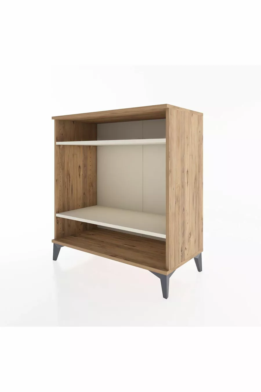 Commode Hyperion à 2 étagères en pin et travertin