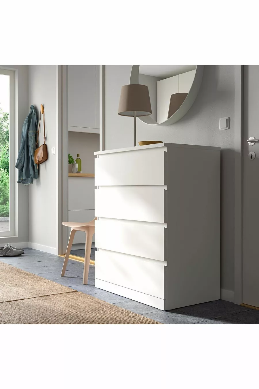 Commode à 4 tiroirs, Largeur :  cm  Profondeur :  cm  Hauteur :  cm