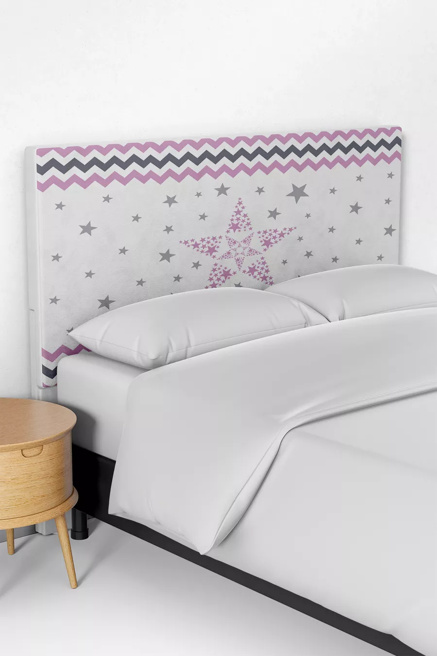 Housse de tête de lit pour enfants à motif zigzag rose