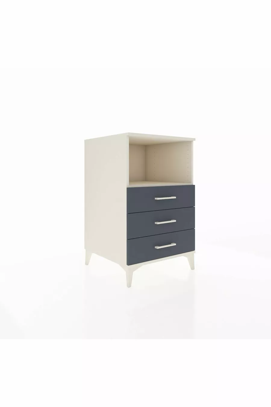 Table de chevet Kronos avec une étagère et 3 tiroirs, Aigue-marine-Anthracite