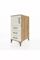 Table de chevet Kronos avec une étagère, 3 tiroirs et une porte, pin-gris
