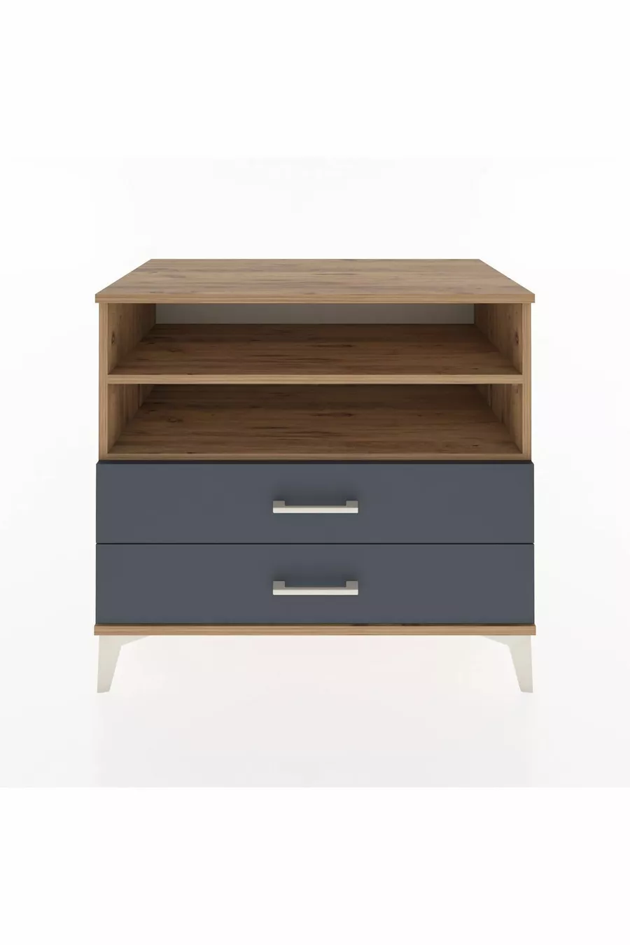 Commode Hyperion 2 étagères 2 tiroirs Pin-Anthracite