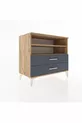 Commode Hyperion 2 étagères 2 tiroirs Pin-Anthracite