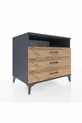 Commode Kronos à une étagère et 3 tiroirs Anthracite-Bois de pin