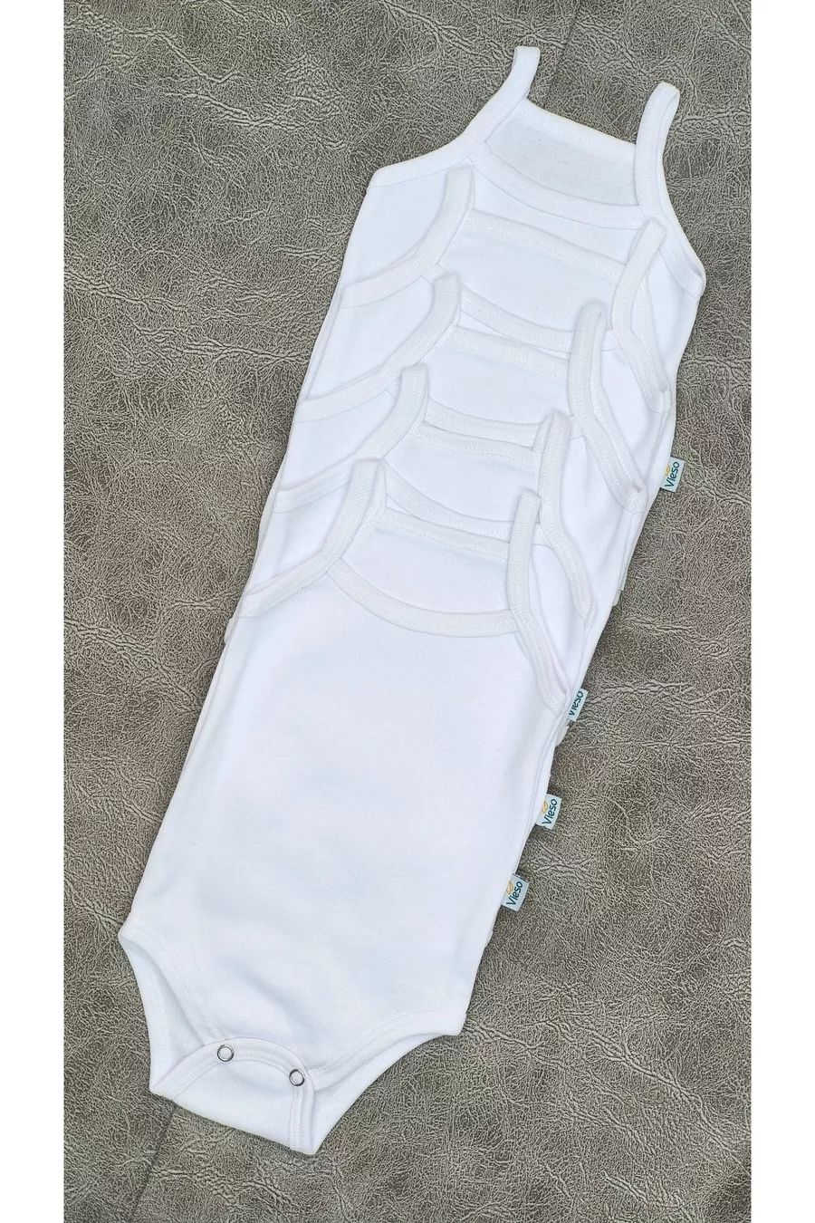 Body bébé blanc en coton à bretelles à bouton-pression, avec 5 bretelles en corde