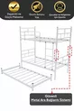 Lit superposé Koza avec tiroir, compatible avec matelas , pour 3 personnes, lit métallique blanc