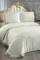 Couverture de lit double ultrasonique avec capitonnage en daim crème