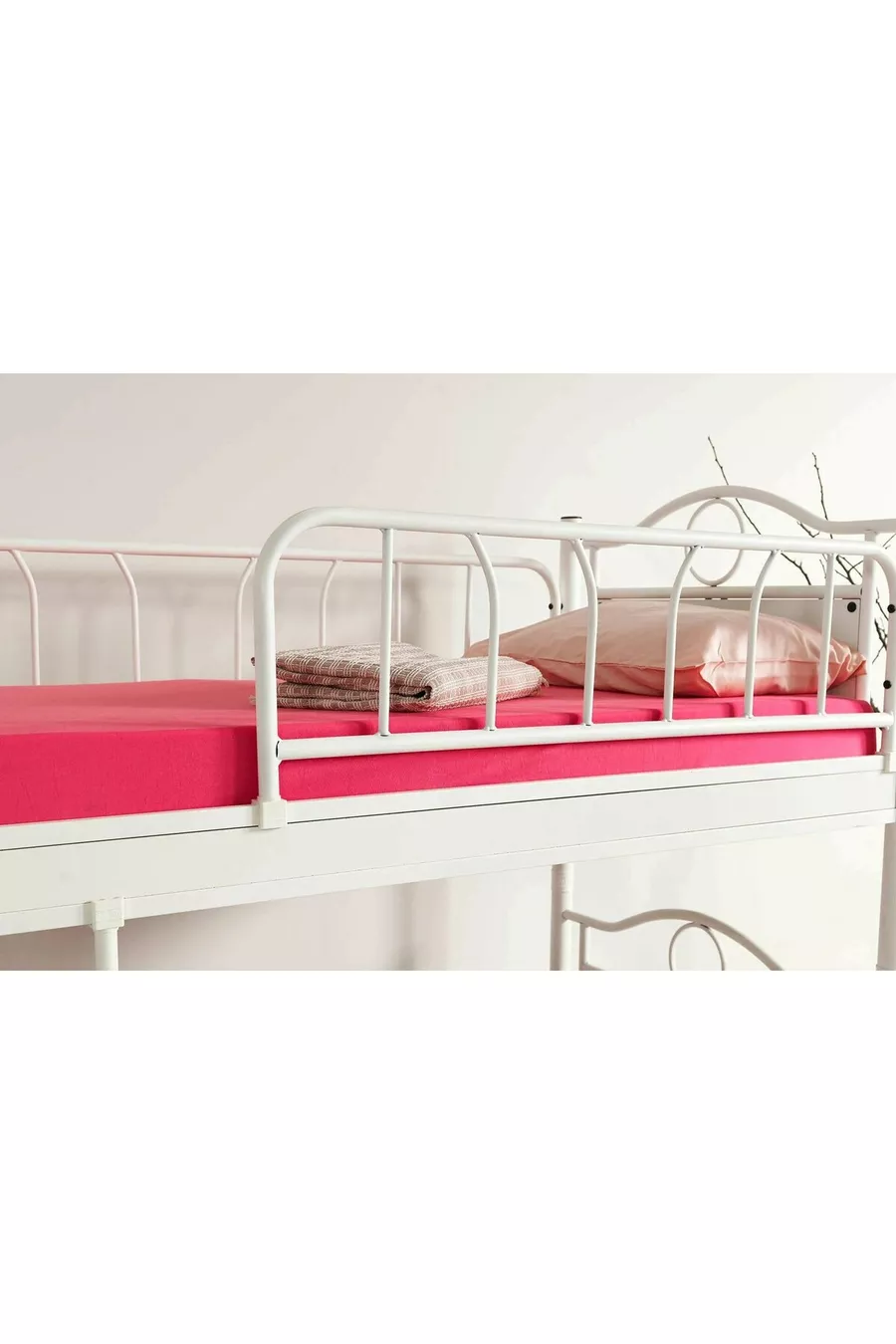 Chambre d'enfant Zümrüt Lit superposé et lit simple en métal Blanc