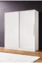 Armoire  Zambak coulissante avec étagères multiples, tiroirs et penderie, structure blanche (portes blanches-blanches)