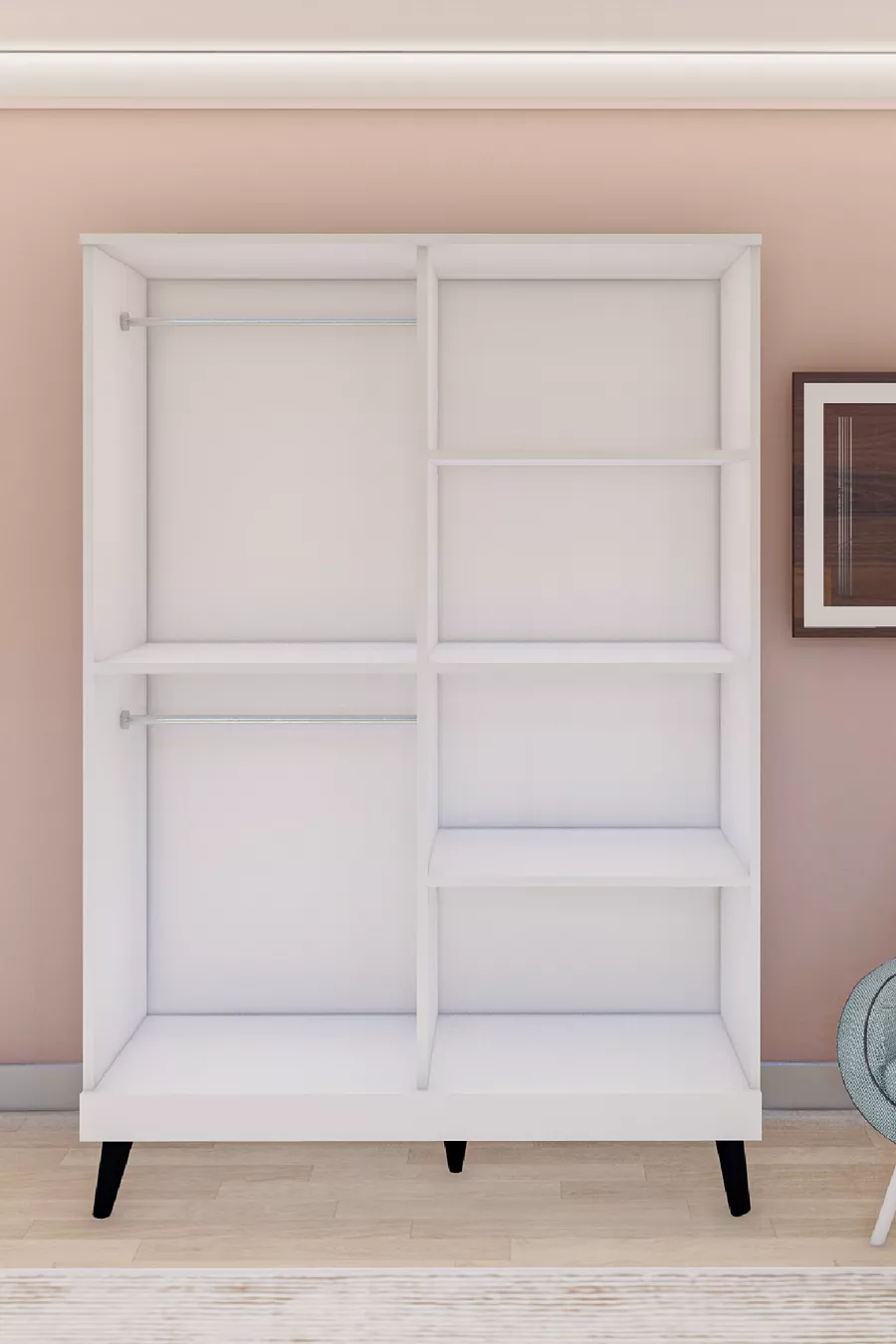 Armoire noire à quatre portes avec poignées GM -A sur pieds en forme de nuage