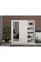 Armoire à vêtements Samira en MDF avec portes coulissantes et miroir blanc - MDF de première qualité