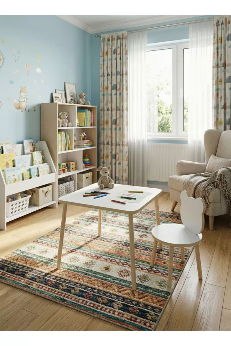 Ensemble table et chaises pour enfants, table d'activités, table de travail, 1 table, 1 chaise, blanc Panda