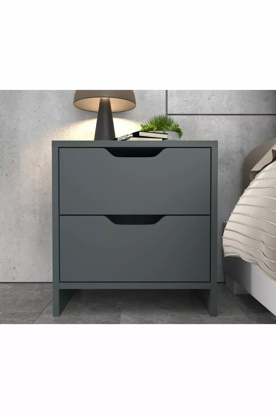 Table de chevet Efes à 2 tiroirs Anthracite