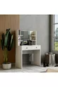 Coiffeuse blanche brillante avec miroir et 2 tiroirs, CM