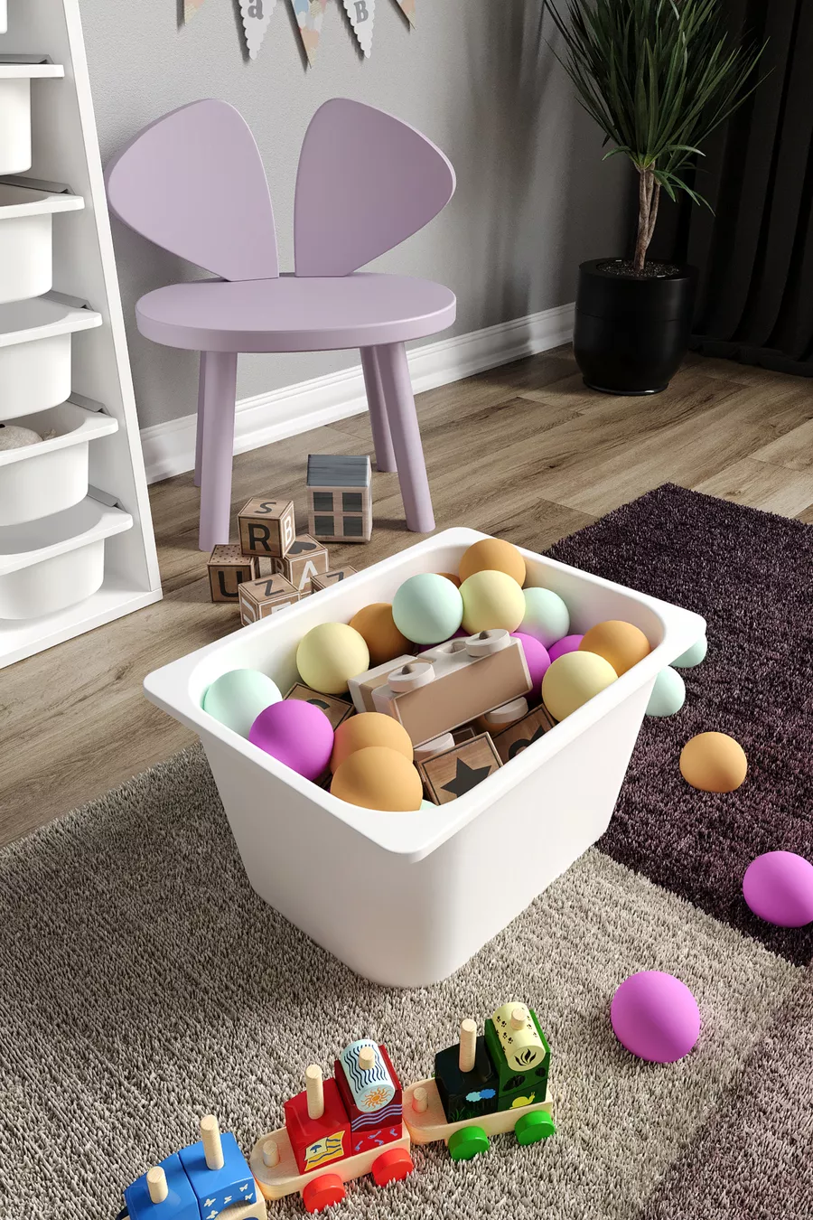 % MDF - Armoire à Jouets XL Mono 7 Paniers
