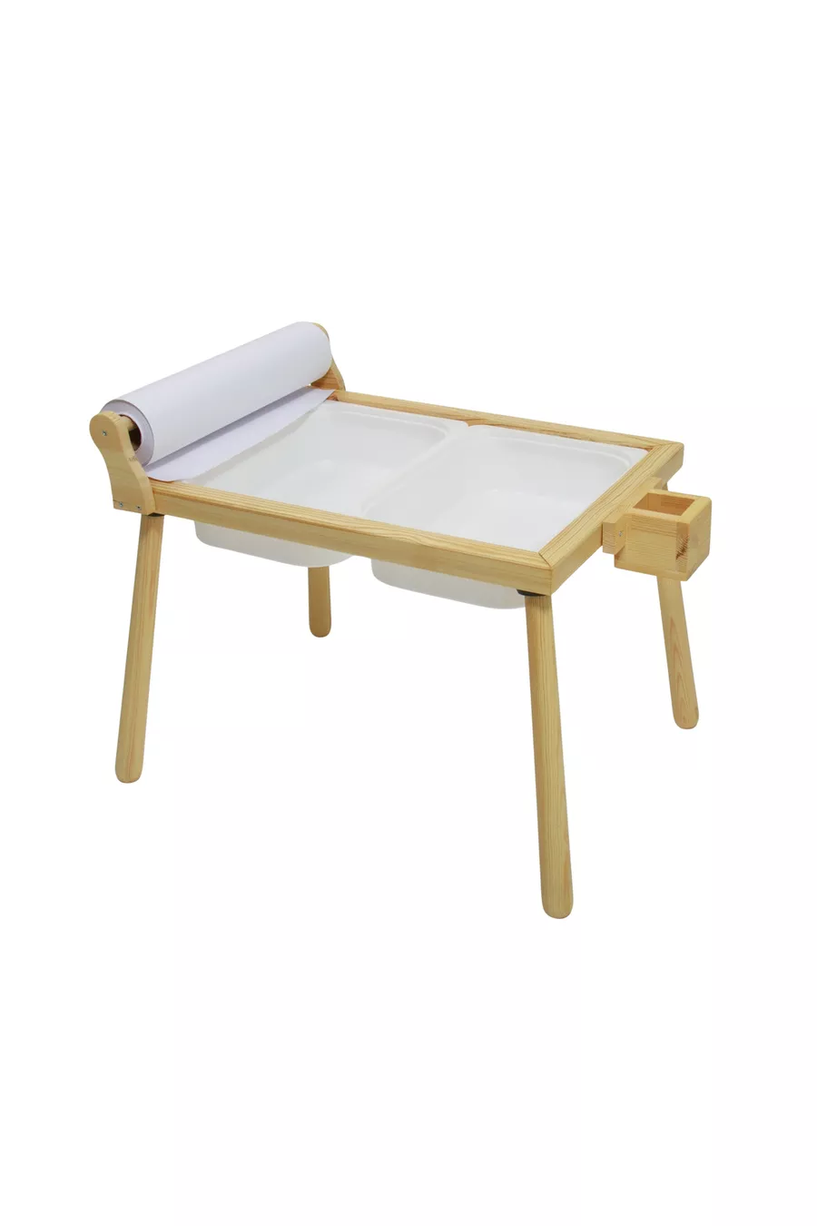 Table d'activité pour enfants Joykids en bois naturel avec rouleaux, table de jeu et bureau pour enfants