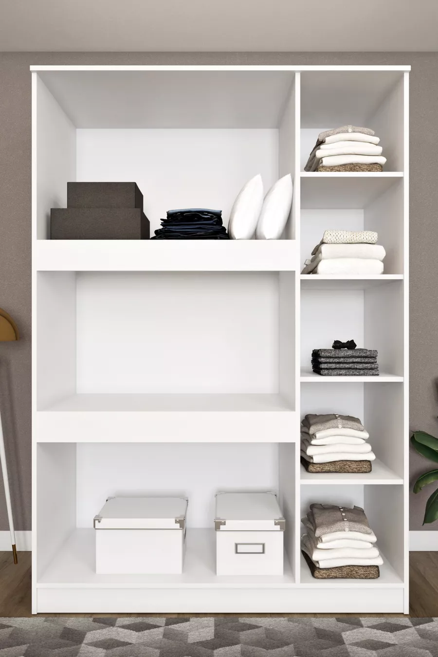 Armoire de rangement avec étagères Ases  Blanc - Chêne Saphir