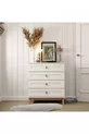 Commode Desa 4 tiroirs avec portes en MDF à glissières télescopiques (pieds en profilé MDF) Blanche - Panier