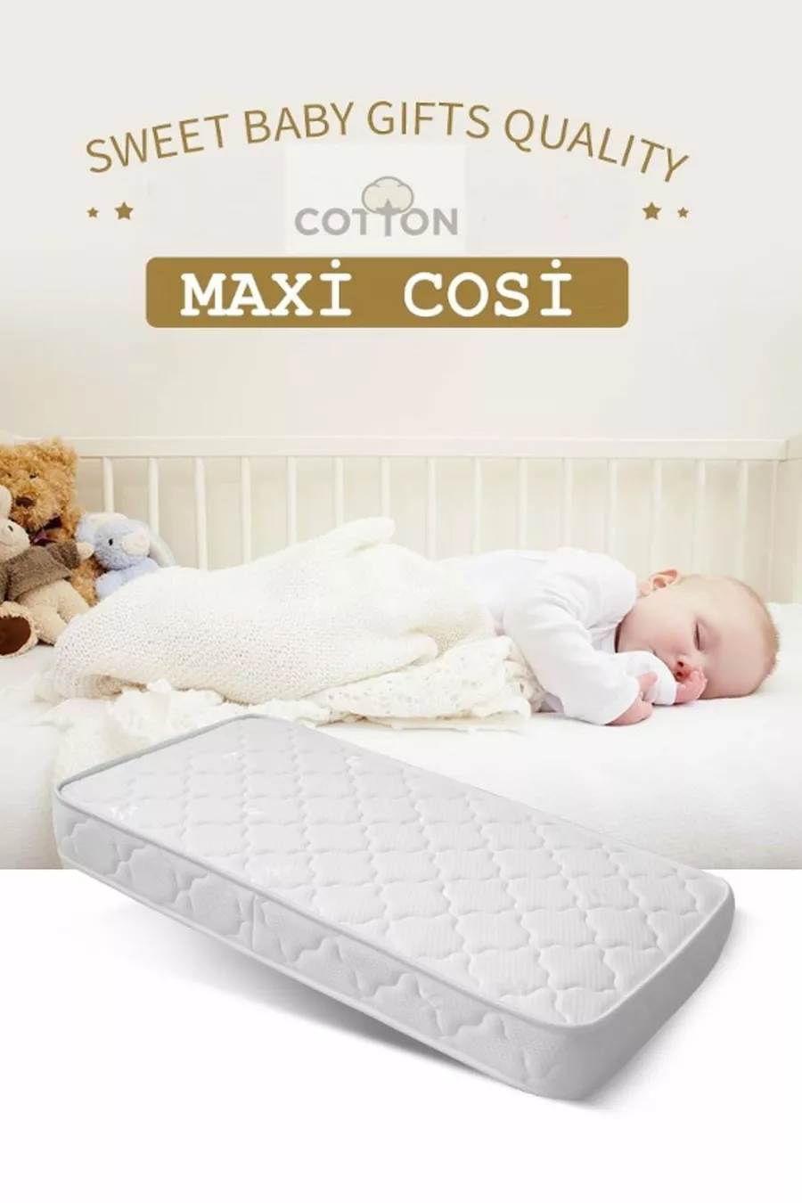 Matelas à ressorts orthopédique Maxi Cosi Sweet Cotton Cm Matelas à ressorts orthopédique de luxe en coton