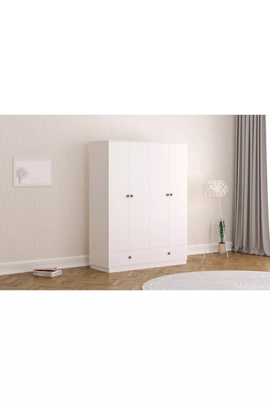 Armoire Elif Modern 4 portes 2 tiroirs
