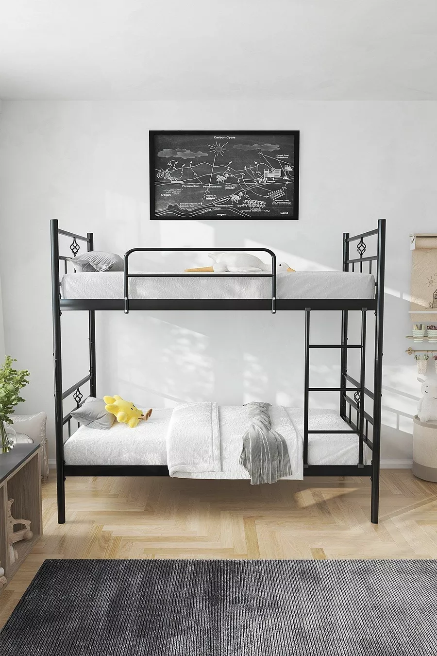 Koza Ranza Lits Superposés Métal Noir Compatibles avec Matelas, Amovible