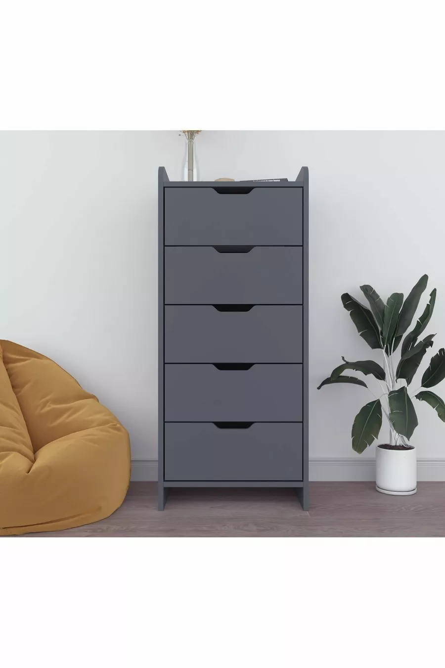 CHIFFONNIER LODOS 5 TIROIRS ANTHRACITE
