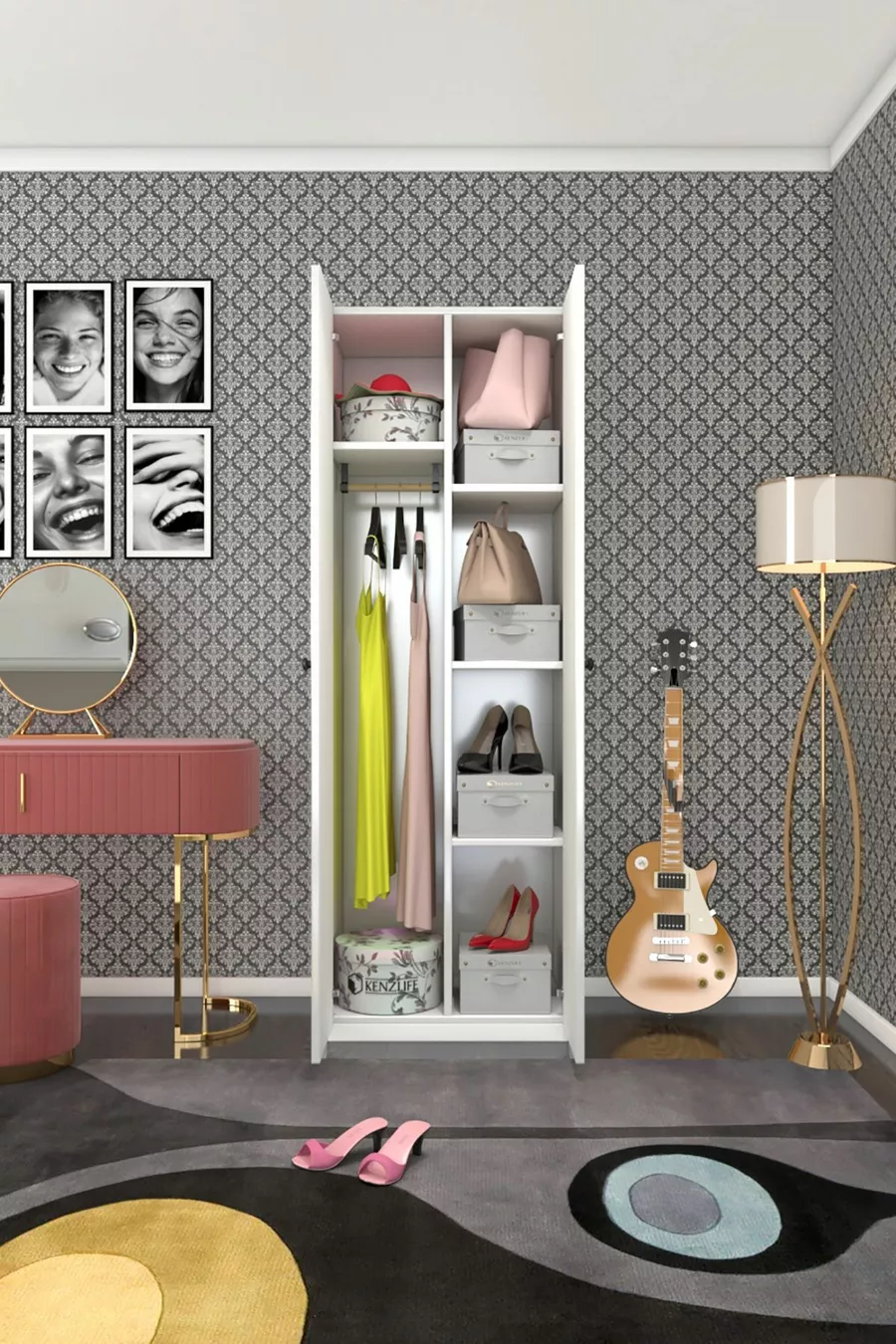 Armoire 2 portes Lilas Byz ** Armoire Placard Bureau avec portes