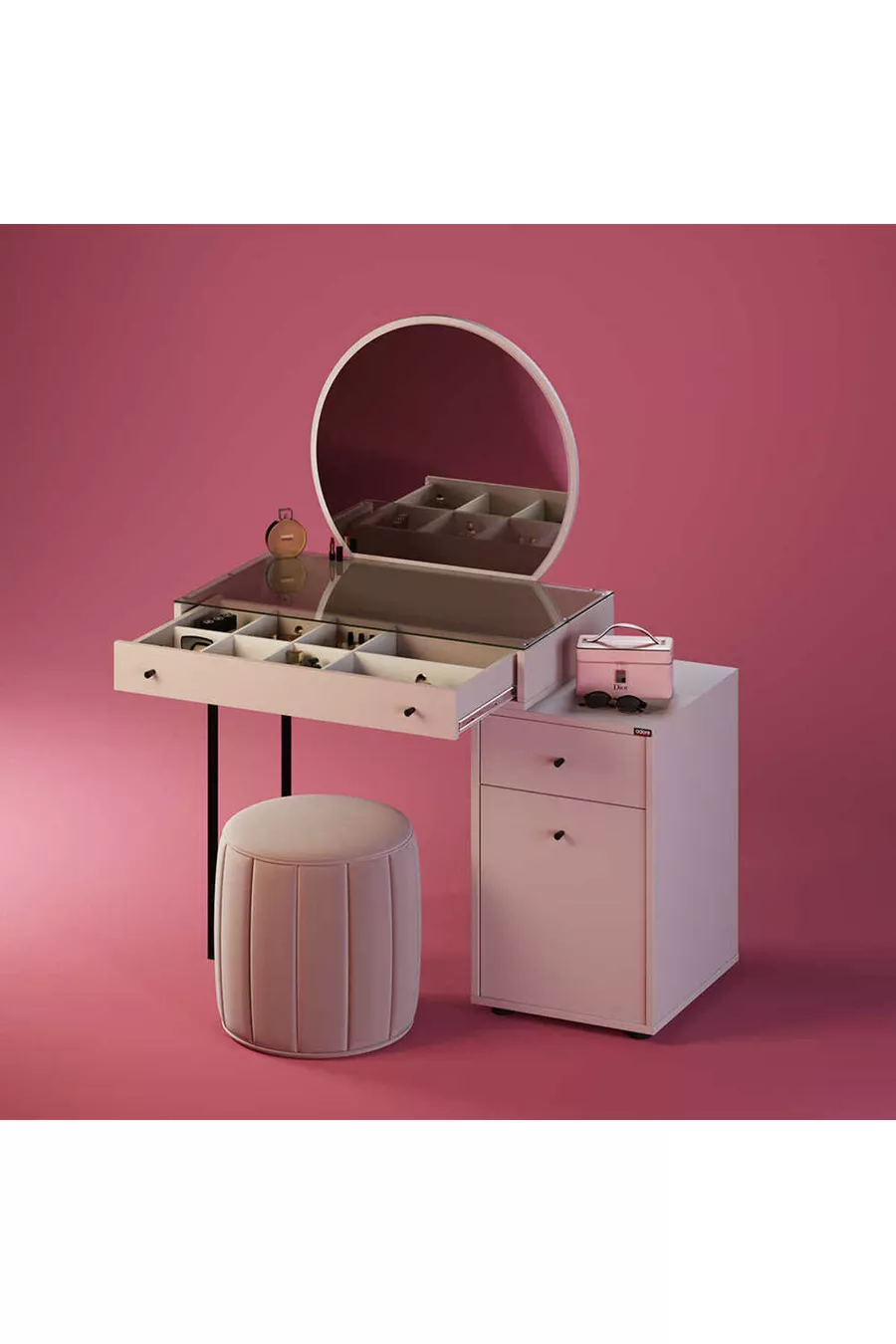 Coiffeuse Dior avec miroir - Vison cm