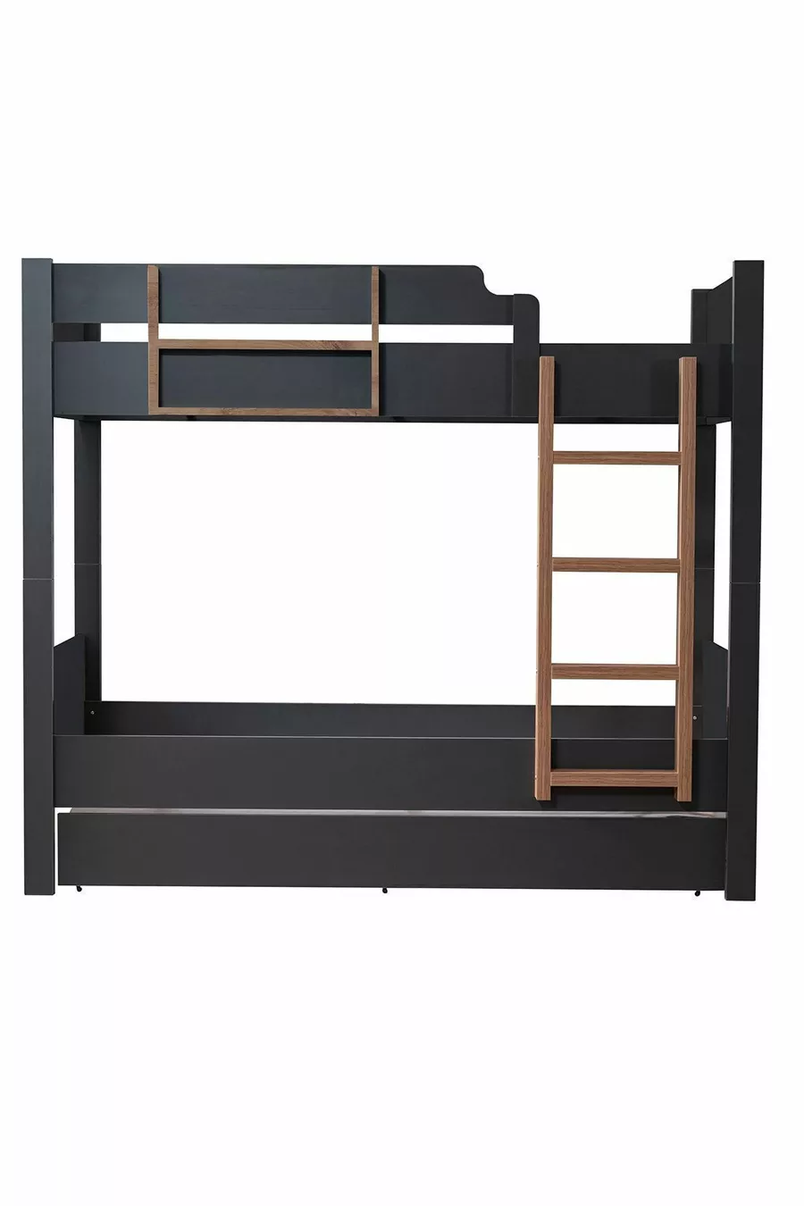 Lits superposés Ranza, lits superposés modulables avec tiroirs Anthracite - Noyer