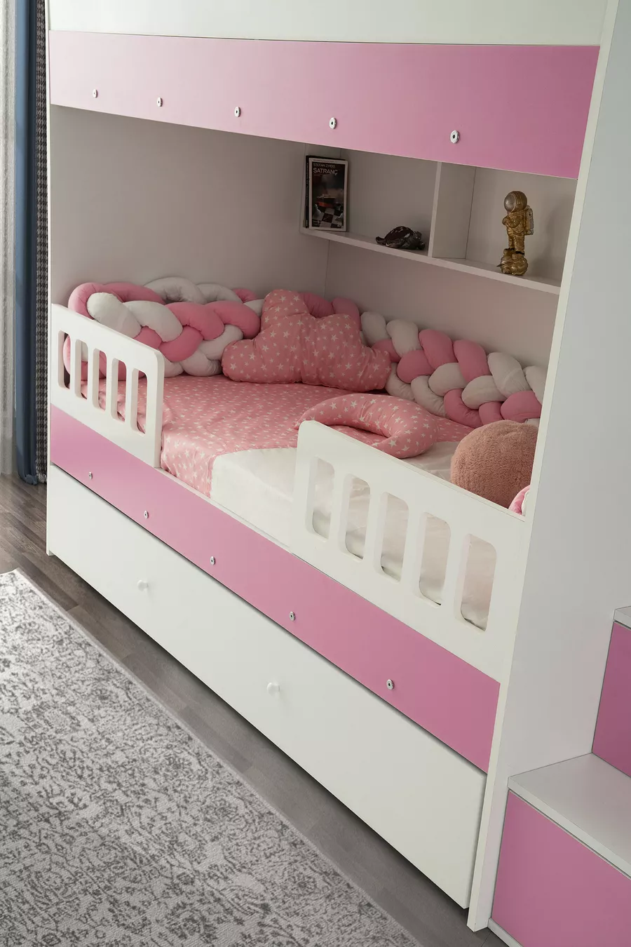 Lit superposé Berlin / 2 lits escamotables avec matelas à ressorts en bambou inclus