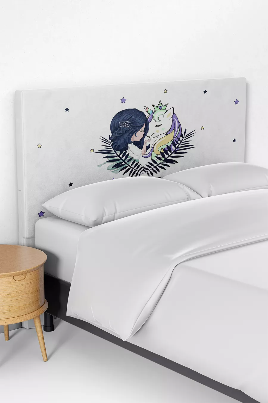 Housse de tête de lit pour enfant avec motif Licorne et Princesse