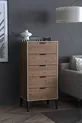 Commode Arden 5 tiroirs, panier à linge