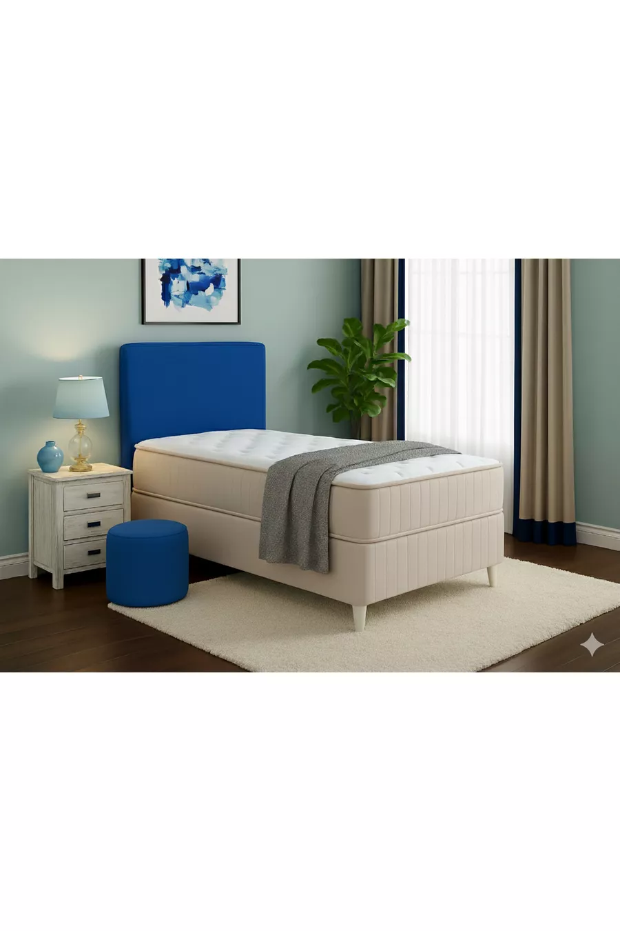 HOUSSE DE TÊTE DE LIT CM BLEU AVEC ÉLASTIQUE, TISSU DE QUALITÉ, EXTENSIBLE