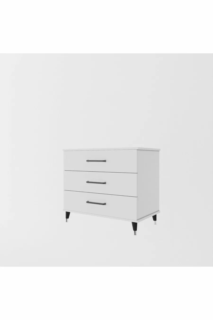 Commode à trois tiroirs avec miroir (BLANC BRILLANT)