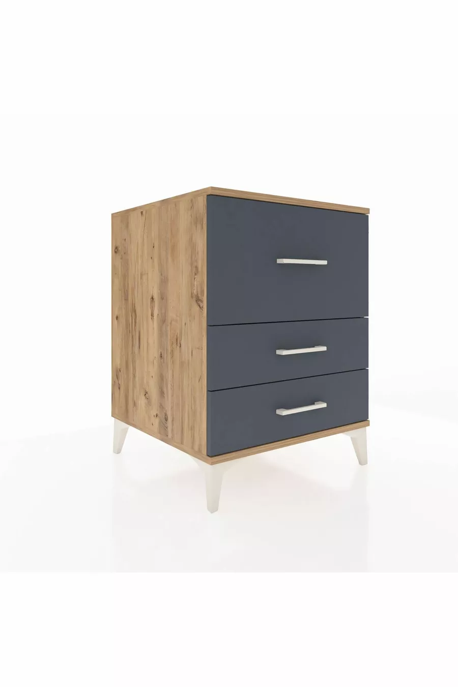Chevet Kronos 3 tiroirs Pin-Anthracite