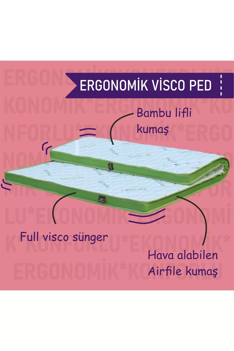 Coussin Visco ergonomique en tissu à fibres de bambou, toutes tailles