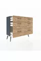 Commode Arges 6 tiroirs Anthracite-Gris pierre / Pin