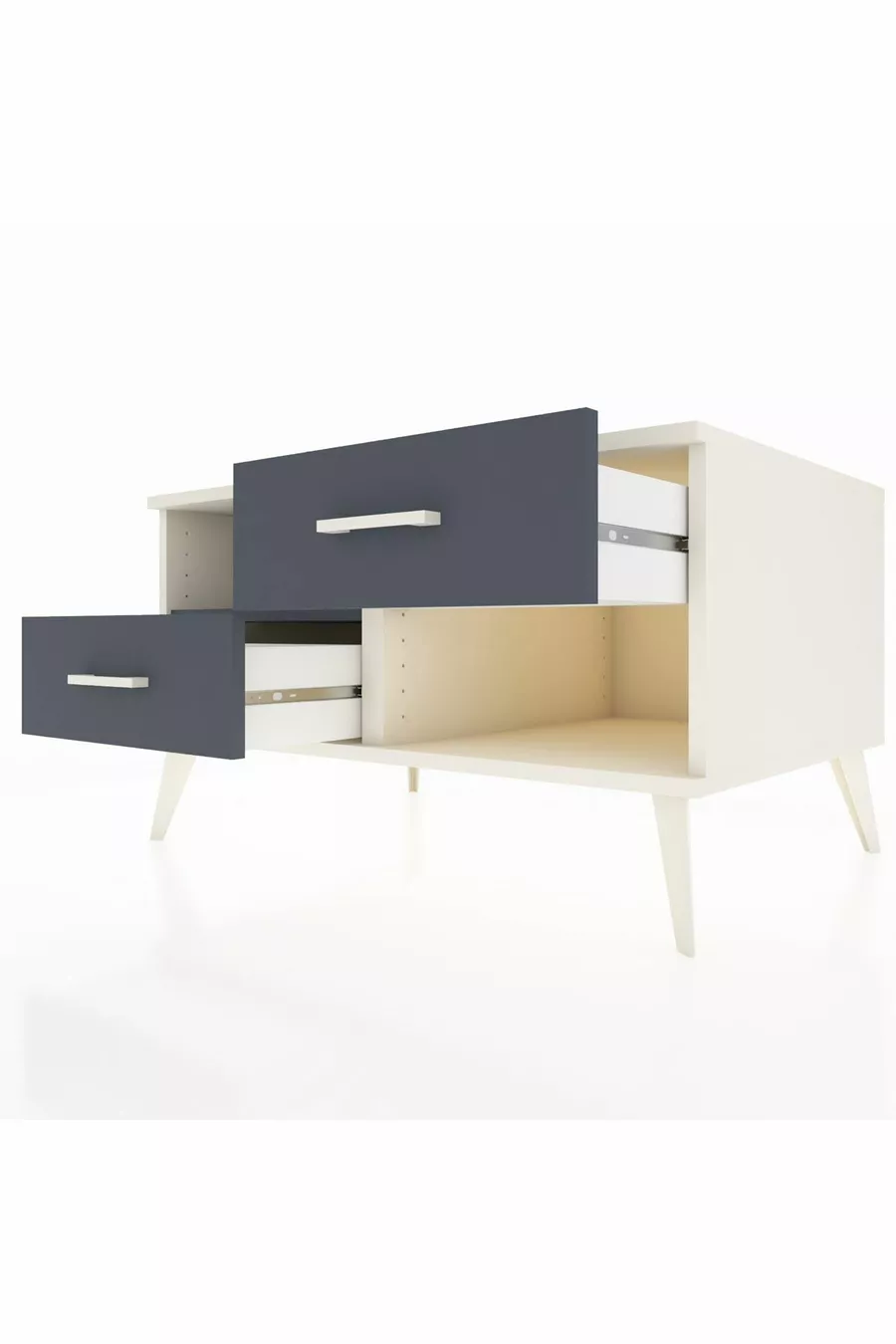 Commode Kronos à une étagère et 2 tiroirs, Pierre de lune-Anthracite