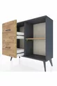 Commode Arges à une étagère et 2 tiroirs Anthracite-Pin