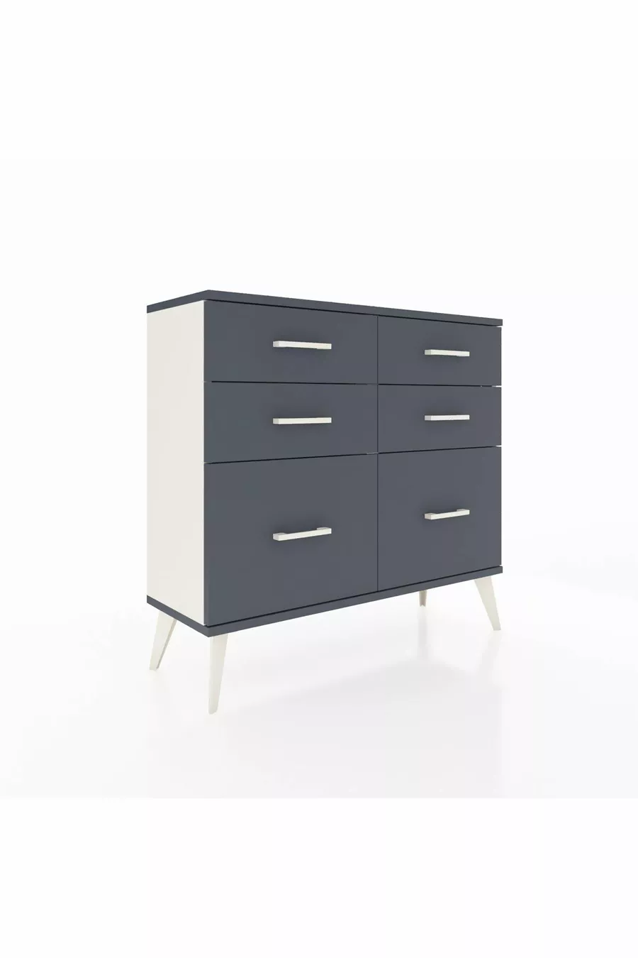 Commode Arges 6 tiroirs Pierre de lune-Anthracite