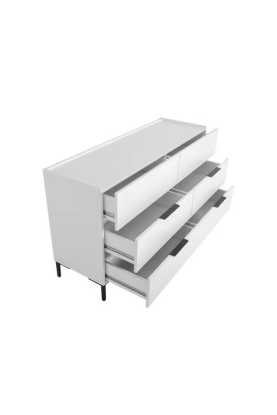 Commode Oryana à 6 tiroirs - Blanc Lac Mat cm