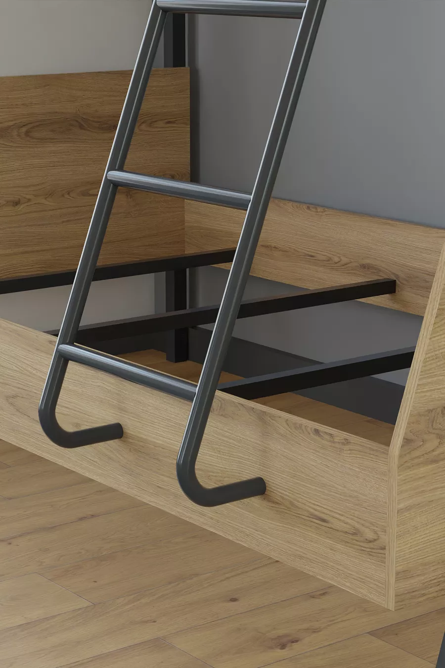 Lits superposés pour jeunes avec pieds en métal Cardi pour chambre d'enfant