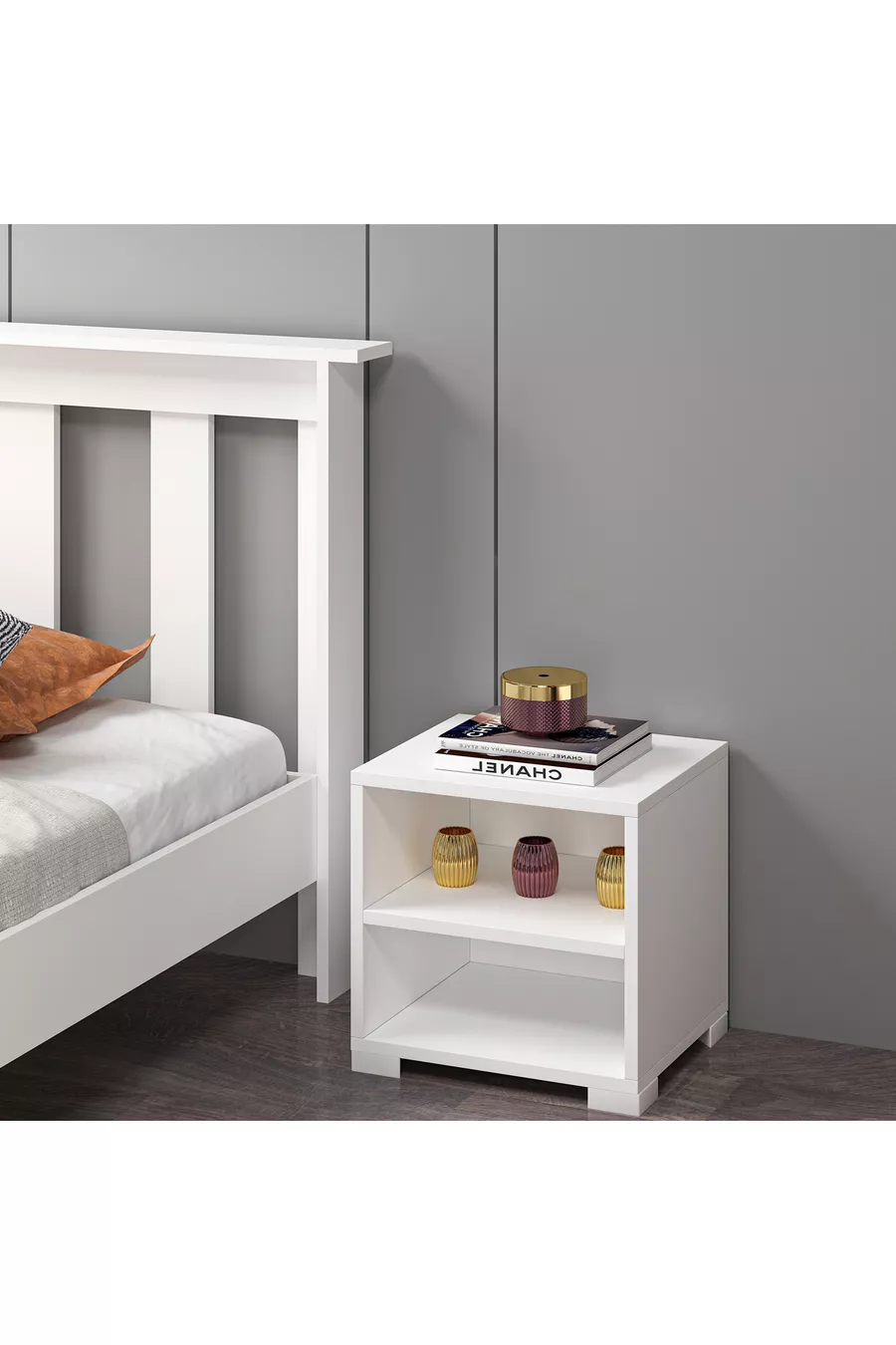 Table de chevet blanche en MDF