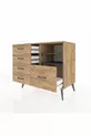 Commode Hyperion 2 étagères 5 tiroirs Pin-Anthracite/Pin
