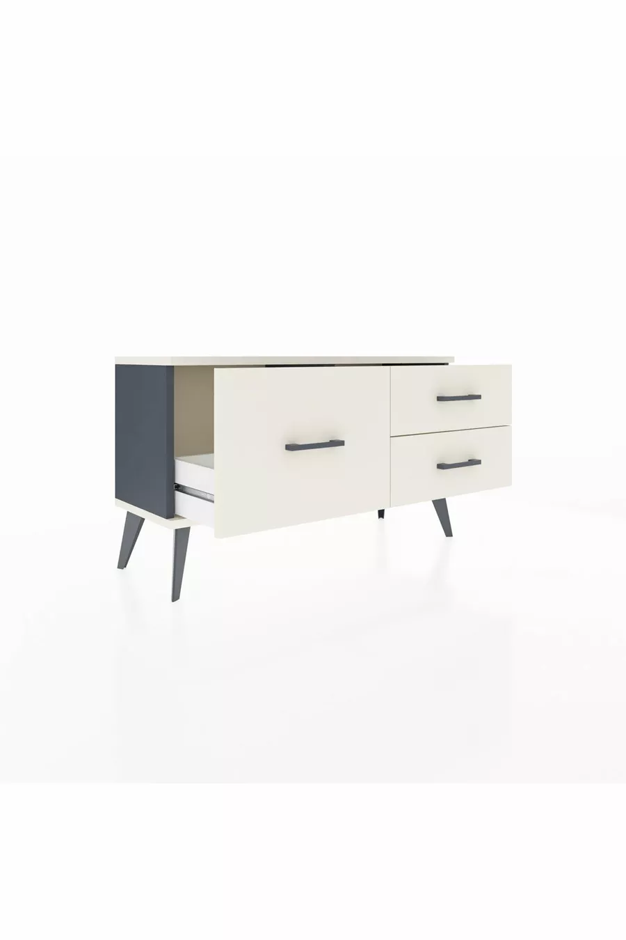 Commode Arges 3 tiroirs Anthracite-Pierres de lune
