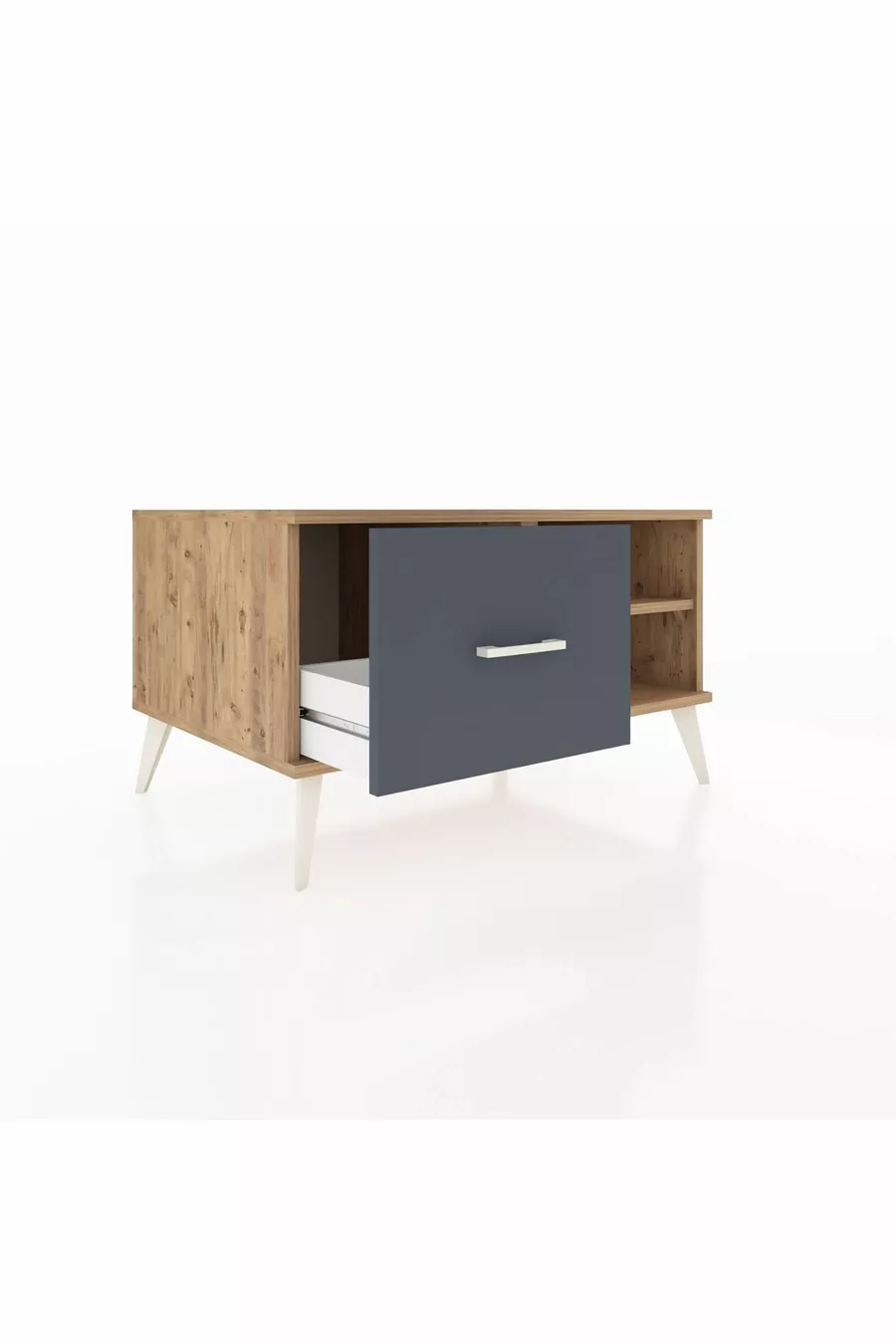 Commode Kronos à une étagère et un tiroir, pin-pin/anthracite