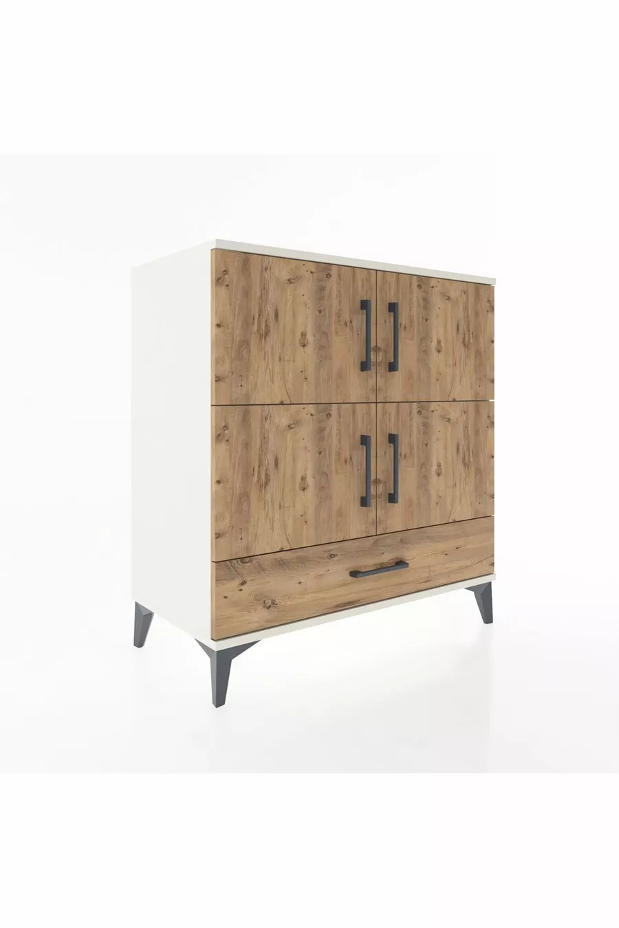 Commode Hyperion 4 étagères 1 tiroir 4 portes Pierre de lune-Épicéa