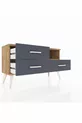 Commode Arges à une étagère et trois tiroirs Pin-Pin/Anthracite